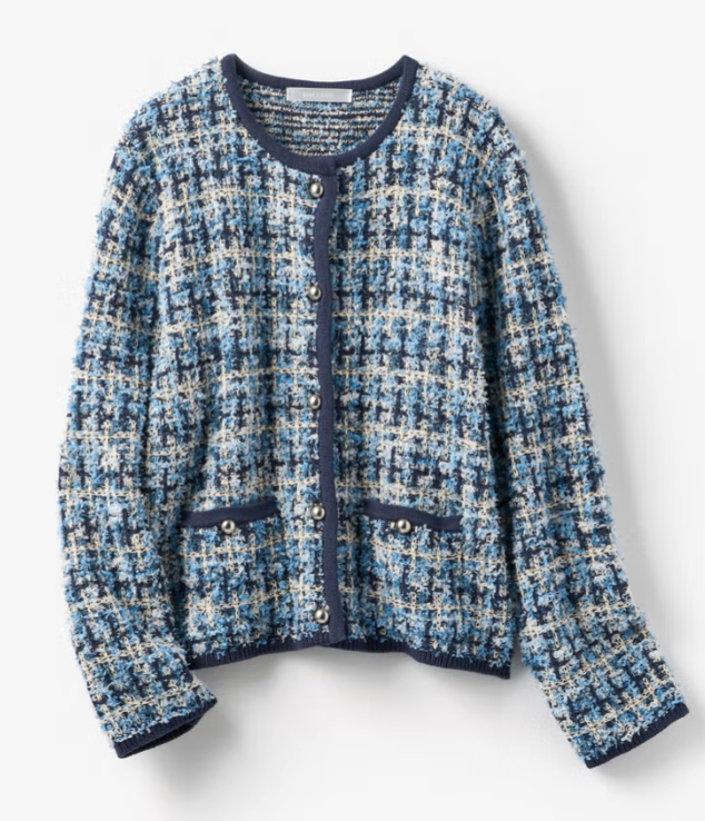 DoCLASSE ツイーディニット・トリミングジャケット