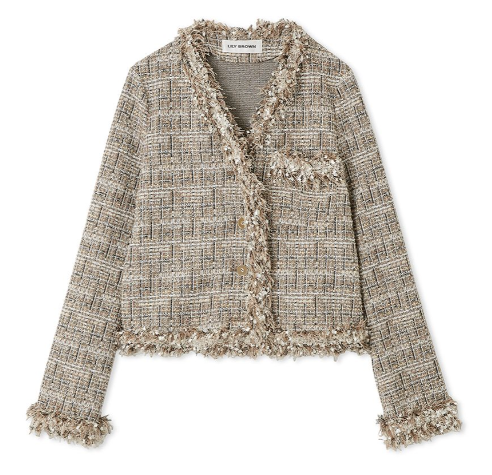 LILY BROWN カットツイード フリンジジャケット