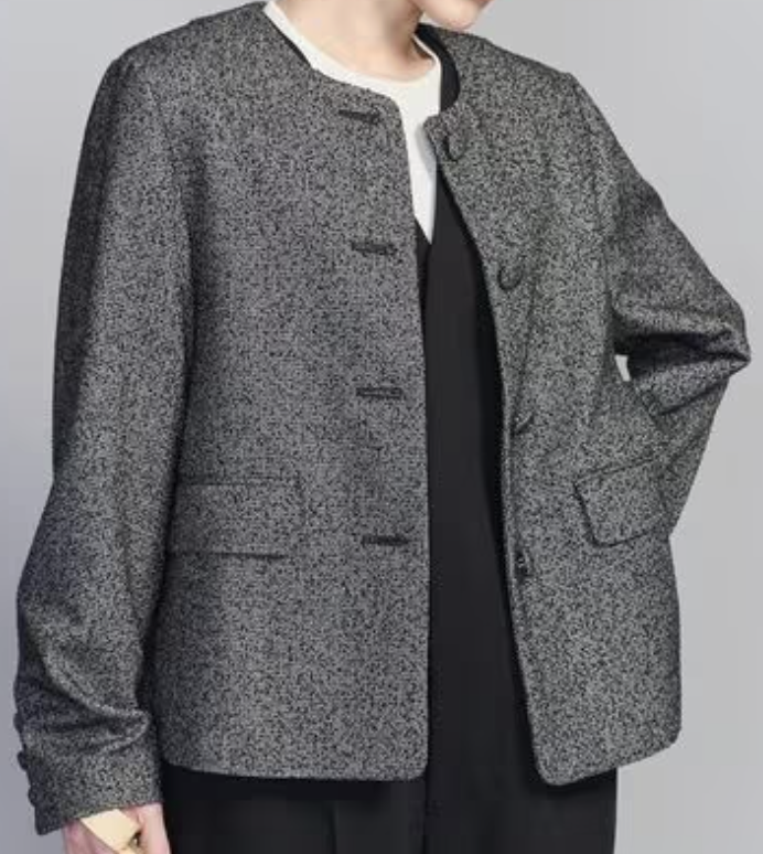 UNITED ARROWS GLR ミックスツイード ノーカラージャケット